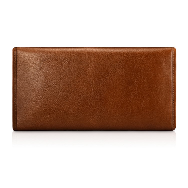 ICARER Universal Genuine Leather Pouch Long Purse for Samsung S8, Size: 23.8x13.6x3.5cm - Brown-2