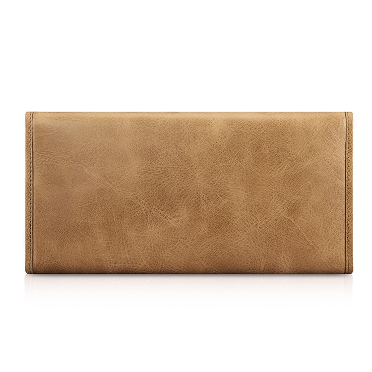 ICARER Universal Genuine Leather Pouch Tri-fold Wallet for Samsung S8, Size: 23.8x13.6x3.5cm - Khaki-2