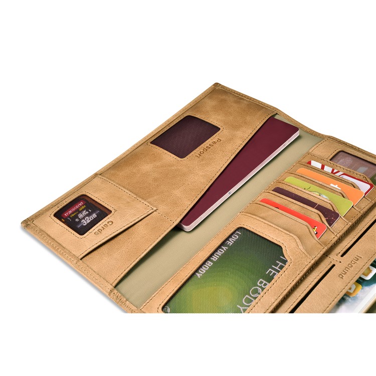 ICARER Universal Genuine Leather Pouch Tri-fold Wallet for Samsung S8, Size: 23.8x13.6x3.5cm - Khaki-6