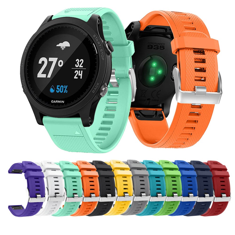Rhombus Texture Soft Silicone Watch Band for Garmin Forerunner 935 - Black-6