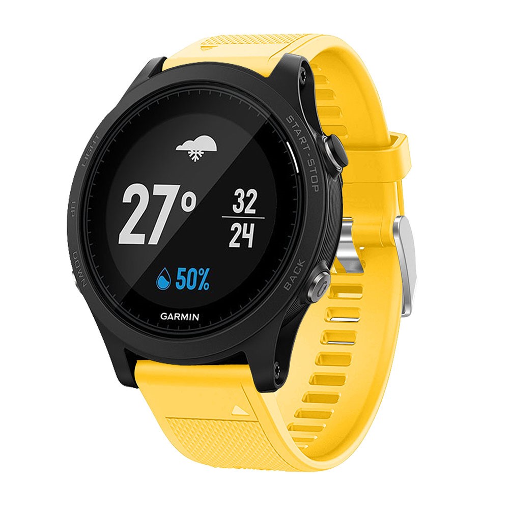 Rhombus Grain Soft Silicone Watch Band with Pin Buckle for Garmin Forerunner 935 - Yellow-2