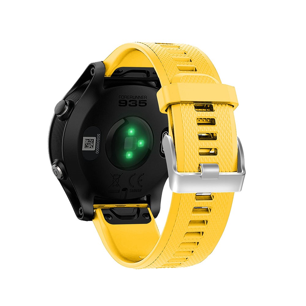 Rhombus Grain Soft Silicone Watch Band with Pin Buckle for Garmin Forerunner 935 - Yellow-3