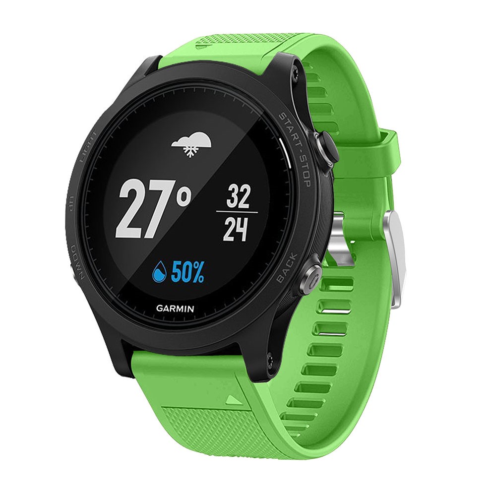 Rhombus Texture Pin Buckle Silicone Watch Strap for Garmin Forerunner 935 - Green-2