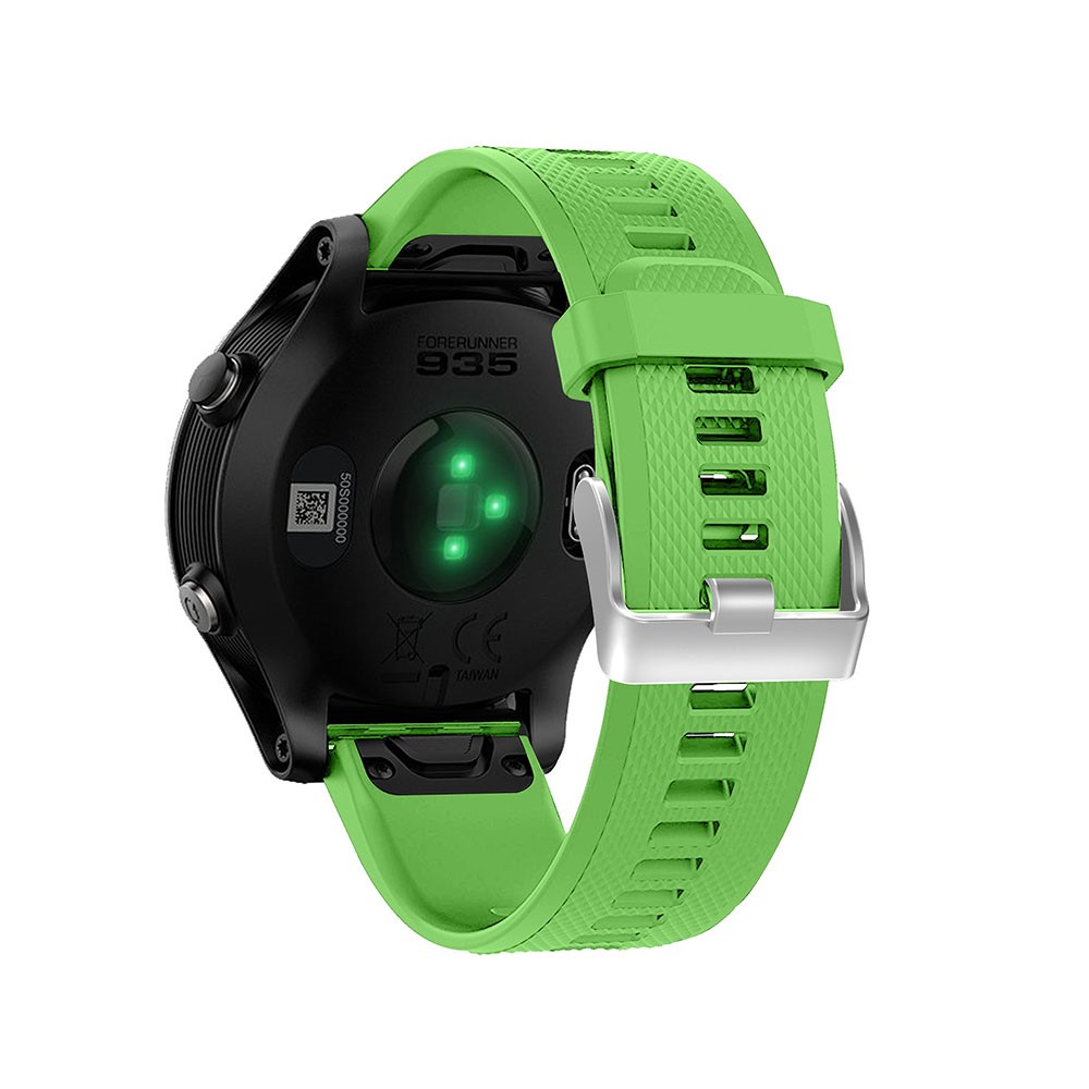 Rhombus Texture Pin Buckle Silicone Watch Strap for Garmin Forerunner 935 - Green-3