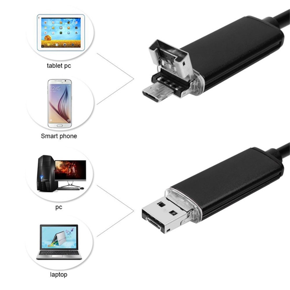 AN99 5m 7mm 6 Liderado Por Android PC USB Câmera de Vídeo de Inspeção de Endoscópio à Prova D'água USB - Preto