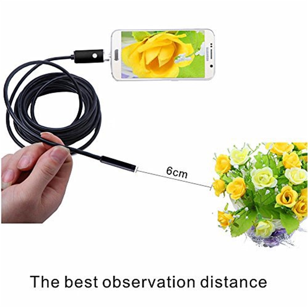 AN99 5M 7mm 6-LED Android PC USB Waterproof Endoscope Inspection Video Camera - Black-4