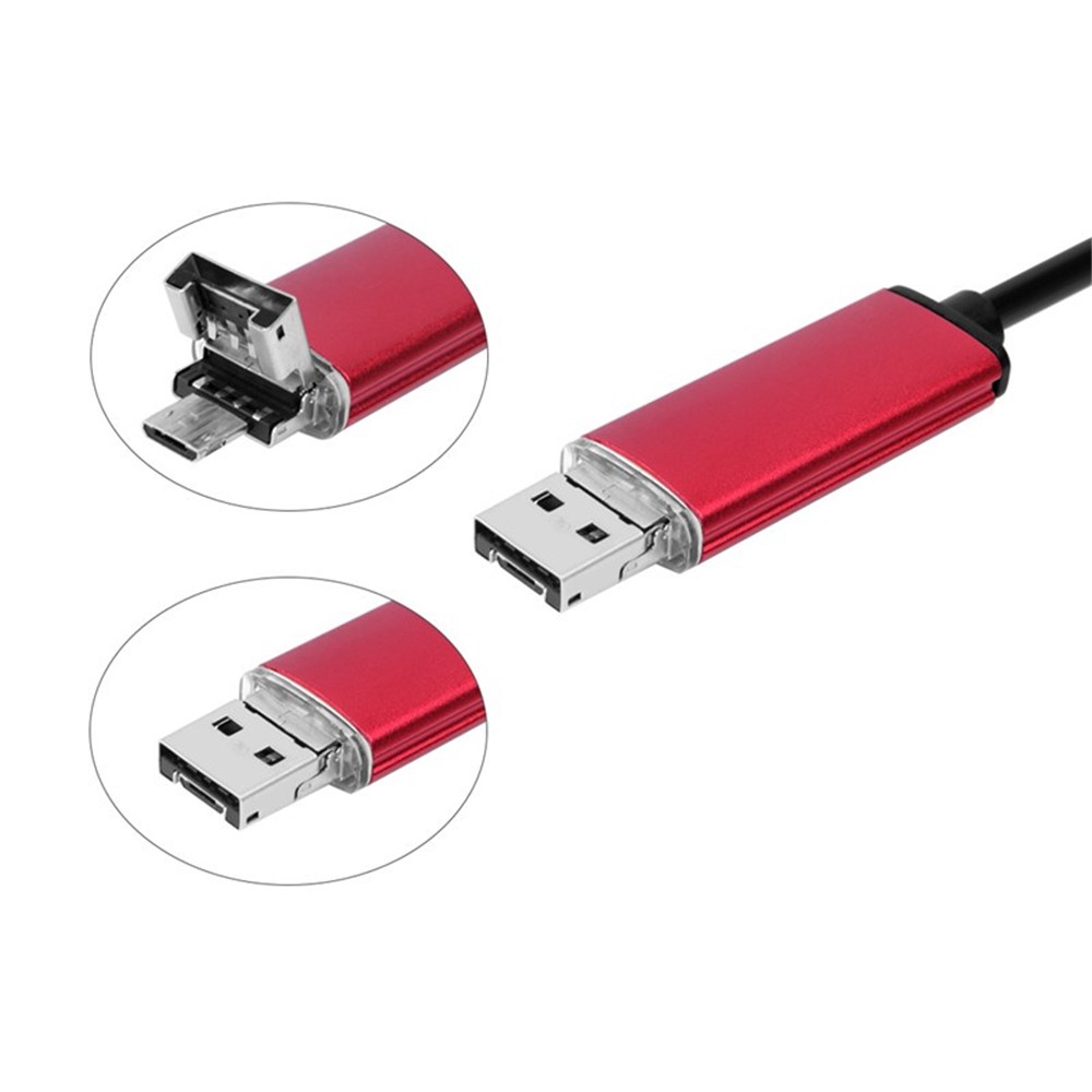 AN99 Waterproof 5M 7mm 6-LED Android PC USB Endoscope Inspection Video Camera - Red-1