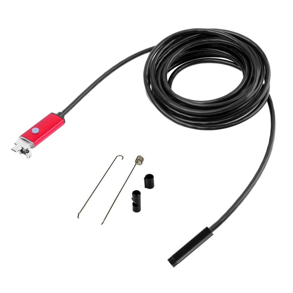 AN99 Waterproof 5M 7mm 6-LED PC Android PC USB Endoscopy Inspection Camera - Rosso