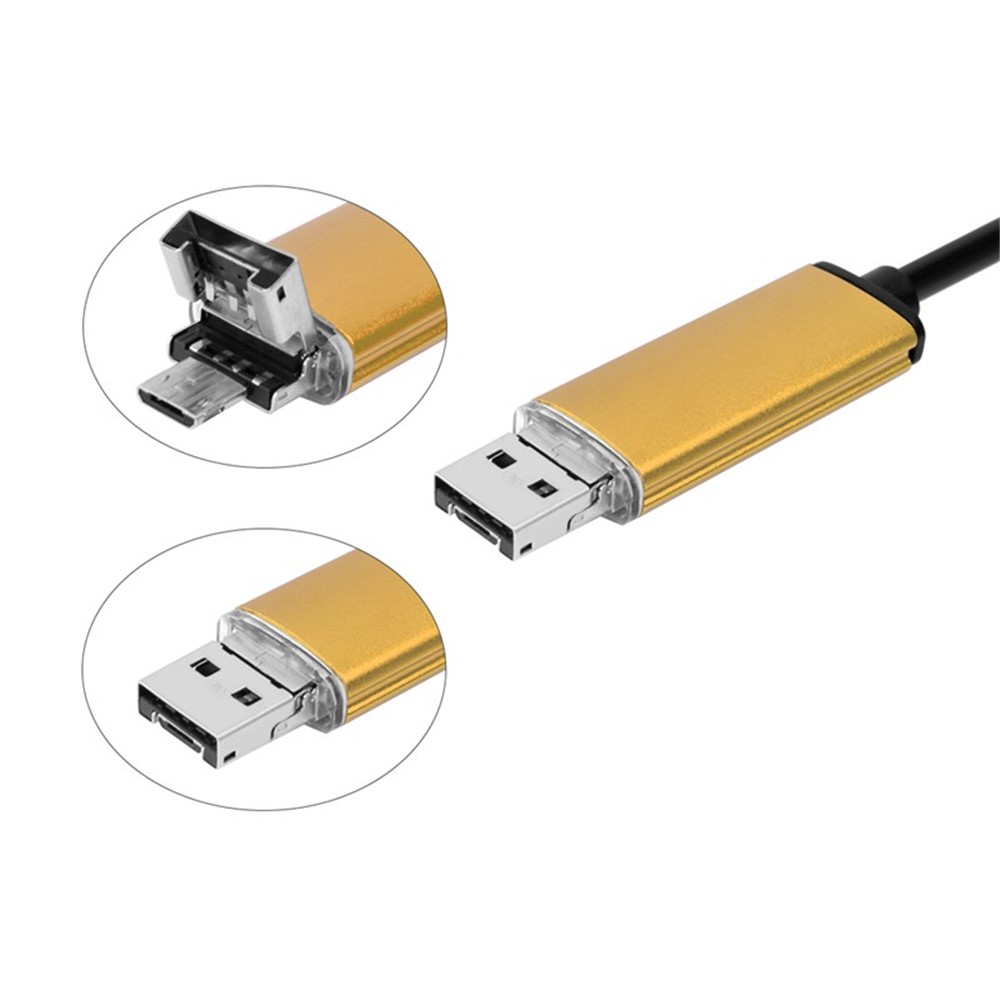 AN99 5M 6-LED 7mm Android PC USB Waterproof Endoscope Inspection Video Camera - Gold Color-6