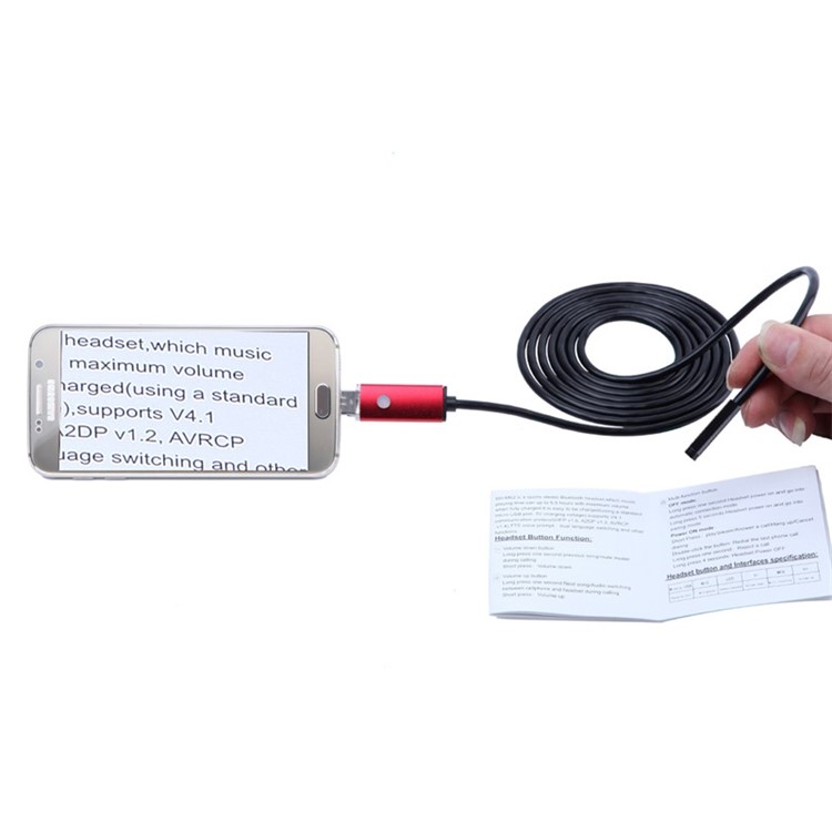 AN99 10M 6-LED 7mm Android PC USB Waterproof Endoscope Inspection Video Camera - Red-5