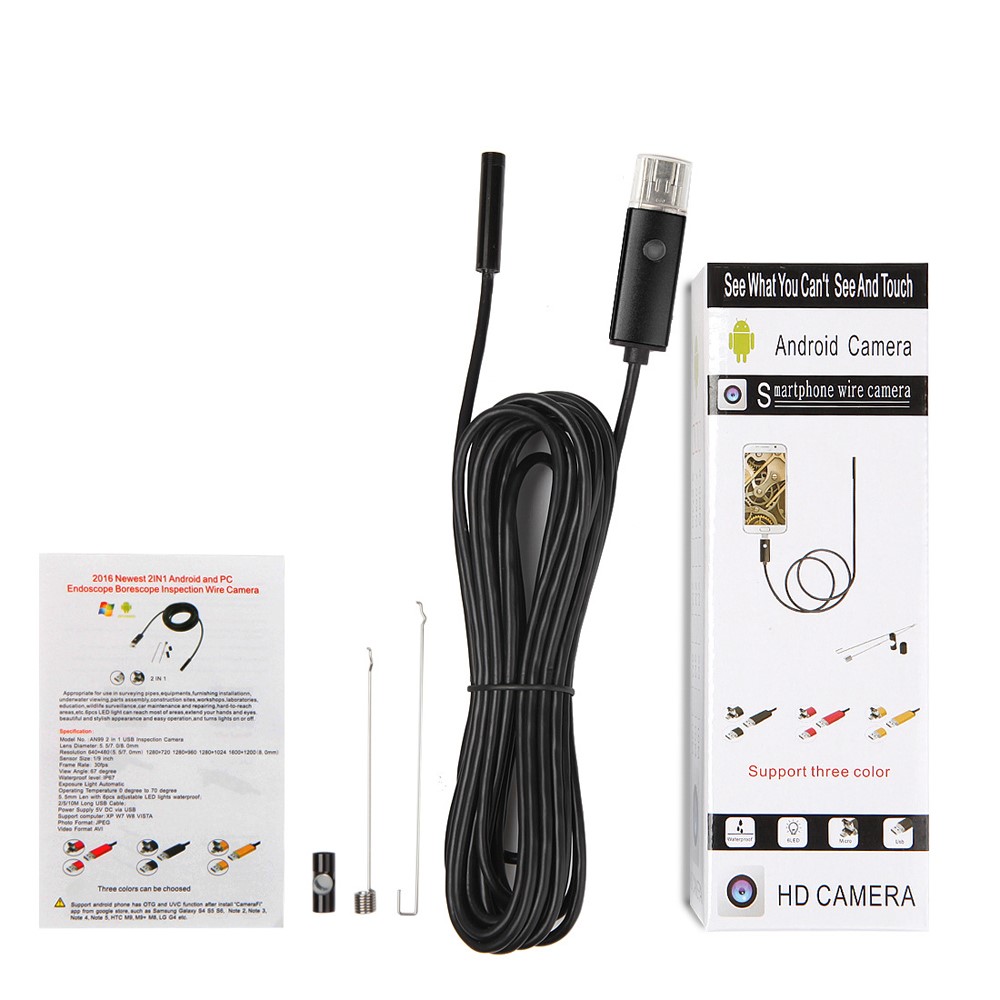 AN99 Waterproof 10M 5.5mm 6-LED Android PC USB Endoscope Inspection Video Camera - Black-3