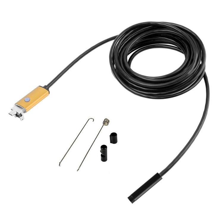 AN99 10M 5.5mm 6-LED Waterproof Android PC USB Endoscope Inspection Video Camera - Gold Color-5