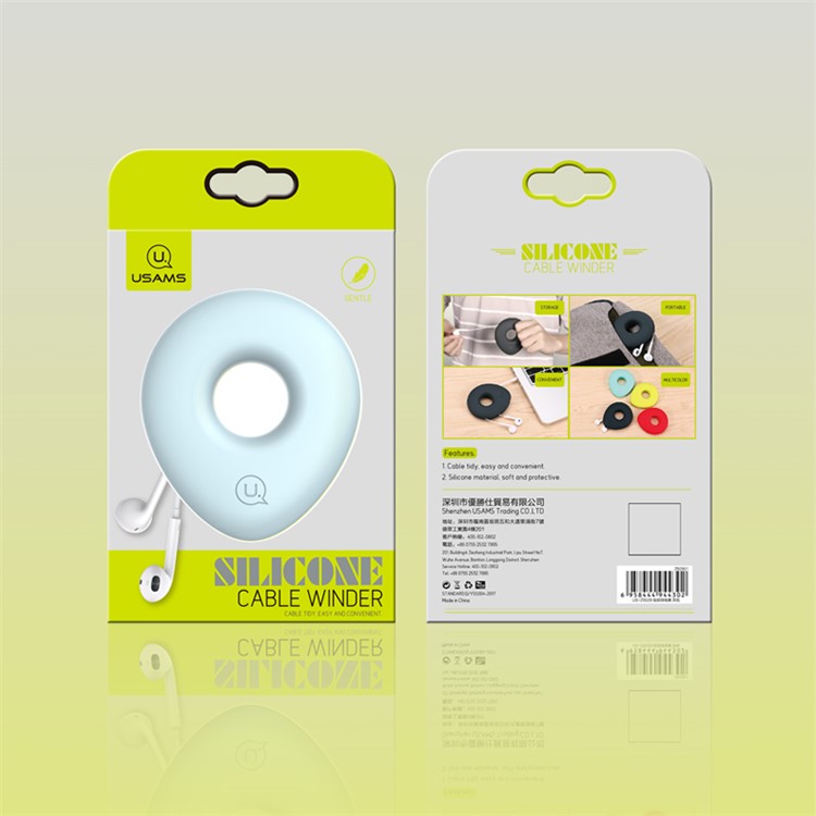 USAMS US-ZB029 Creative Mini Silicone Cable Winder Cord Organizer - Dark Grey-2