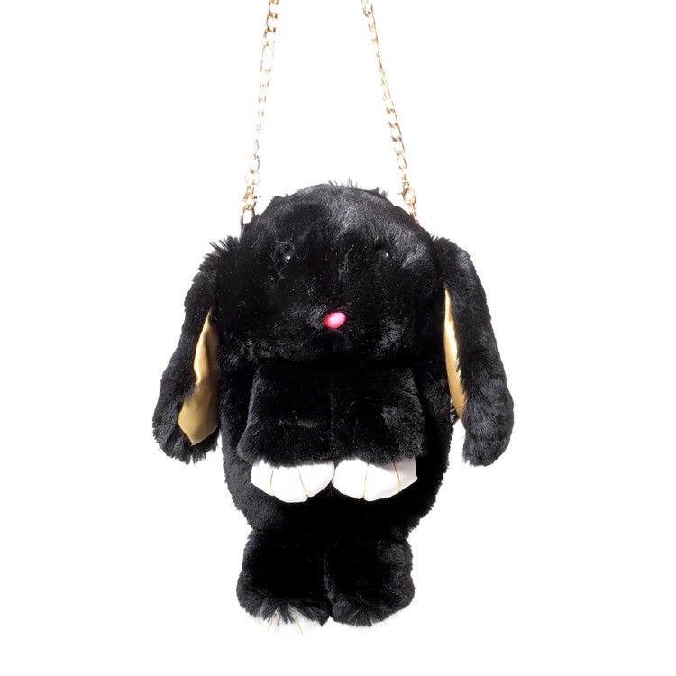 Cute Cartoon Rabbit Plush Shoulder Bag Backpack, Size: 36 x 18cm - Black-2