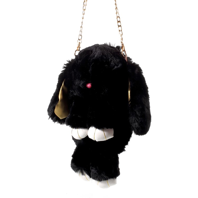 Cute Cartoon Rabbit Plush Shoulder Bag Backpack, Size: 36 x 18cm - Black-3