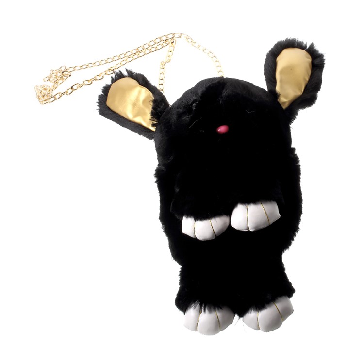 Cute Cartoon Rabbit Plush Shoulder Bag Backpack, Size: 36 x 18cm - Black-5