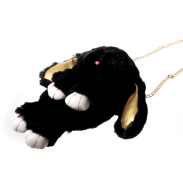 Cute Cartoon Rabbit Plush Shoulder Bag Backpack, Size: 36 x 18cm - Black-6