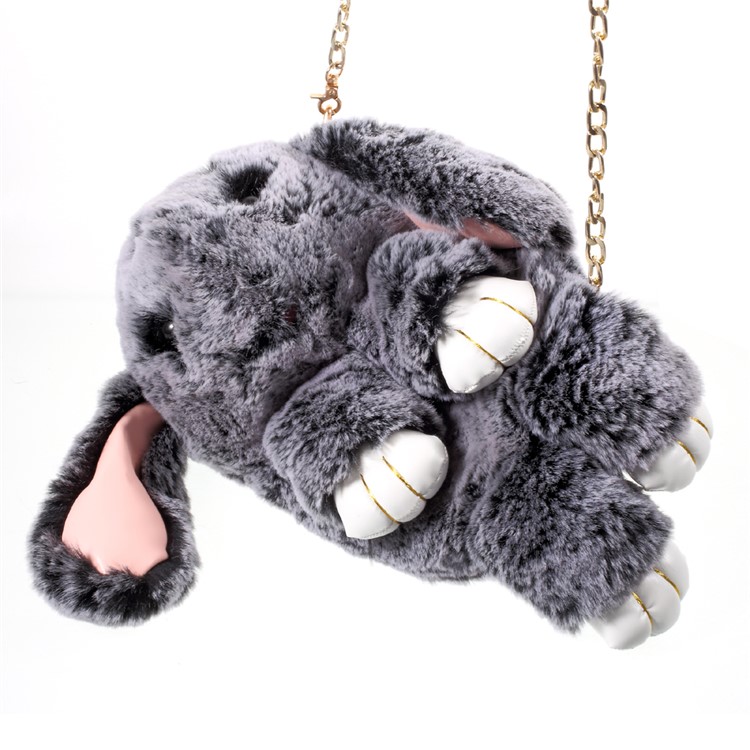 Lovely 3D Fluffy Rabbit Shape Zipper Sling Bag with Metal Chain for iPhone 7 Plus-10