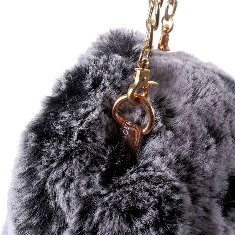 Lovely 3D Fluffy Rabbit Shape Zipper Sling Bag with Metal Chain for iPhone 7 Plus-11