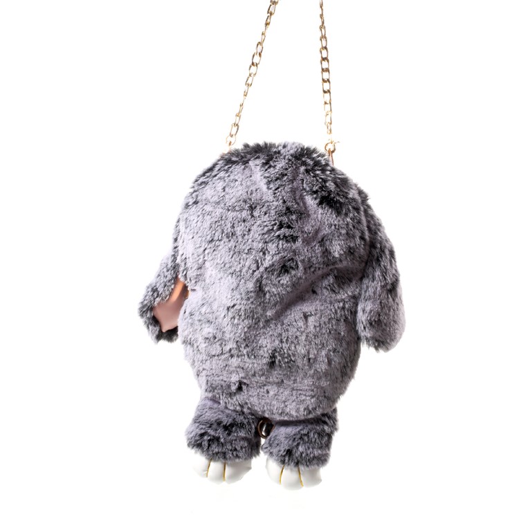 Lovely 3D Fluffy Rabbit Shape Zipper Sling Bag with Metal Chain for iPhone 7 Plus-3
