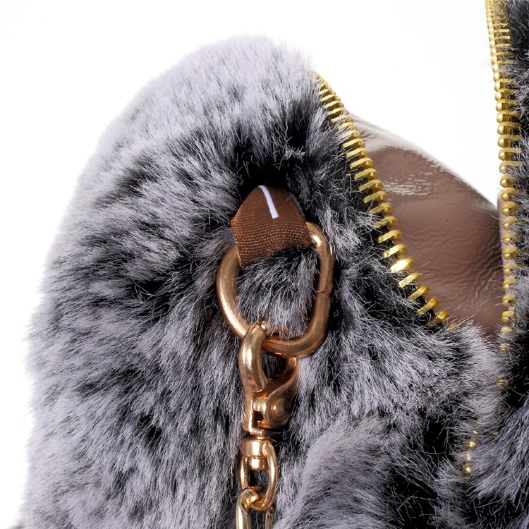 Lovely 3D Fluffy Rabbit Shape Zipper Sling Bag with Metal Chain for iPhone 7 Plus-7