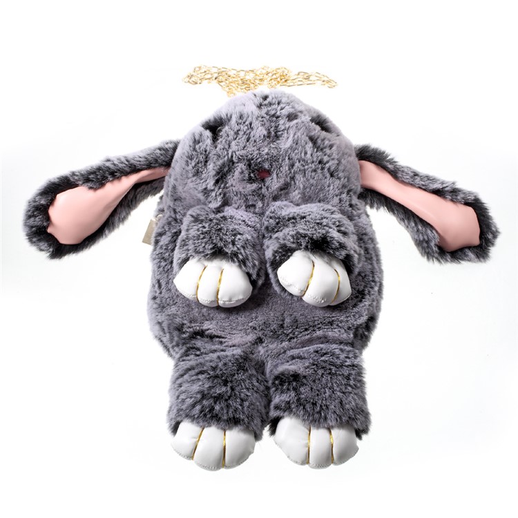 Lovely 3D Fluffy Rabbit Shape Zipper Sling Bag with Metal Chain for iPhone 7 Plus-8