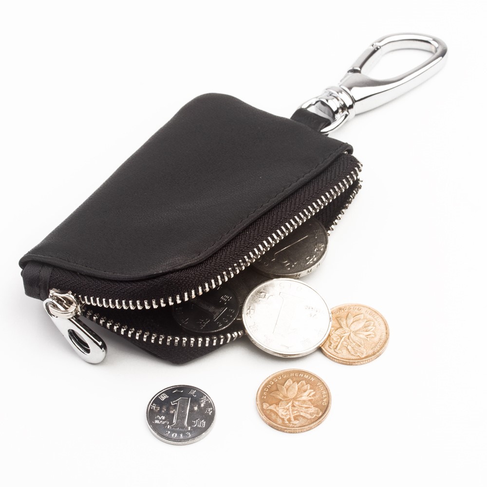 QIALINO Cowhide Leather for Apple Airpods Earphone Storage Bag - Black-2