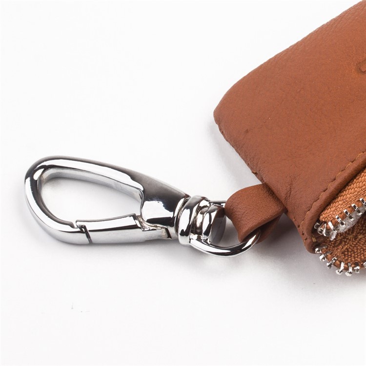 QIALINO Cowhide Leather for Apple Airpods Earphone Carrying Bag - Brown-4