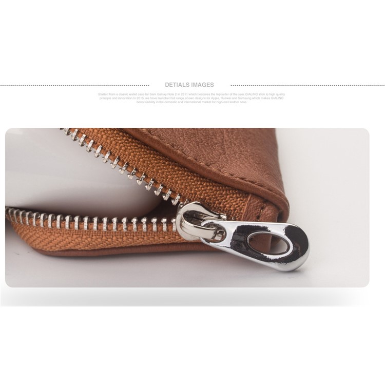 QIALINO Cowhide Leather for Apple Airpods Earphone Carrying Bag - Brown-9