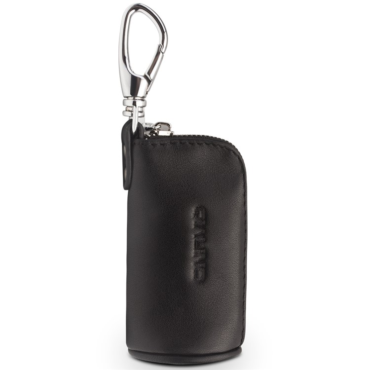 QIALINO Top-Layer Cowhide Leather Pouch Bag with Lobster Clasp for Apple Airpods, Car Key, Earphone - Black-4