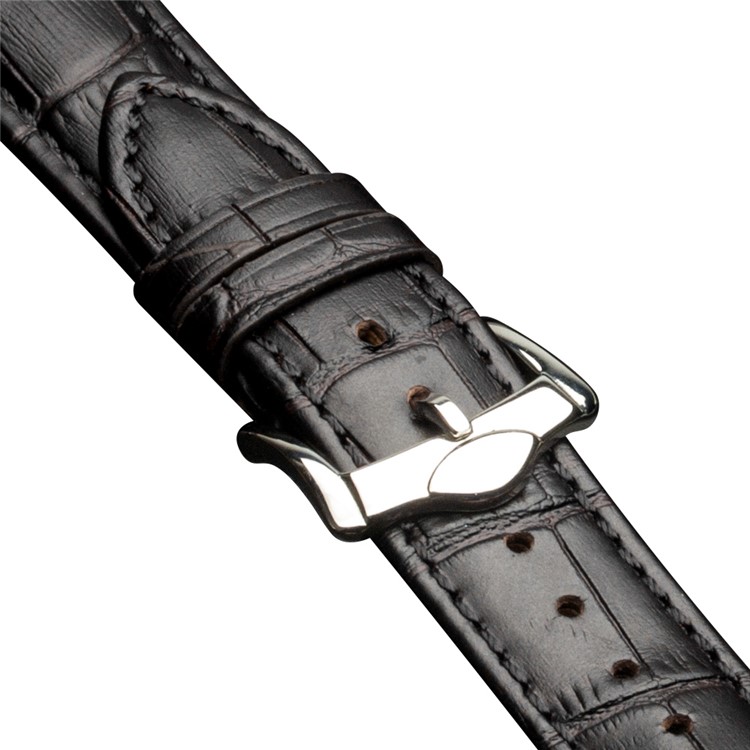 QIALINO Crocodile Pattern Genuine Leather Watch Wrist Strap for Apple Watch Series 3 2 1 42mm - Black-3