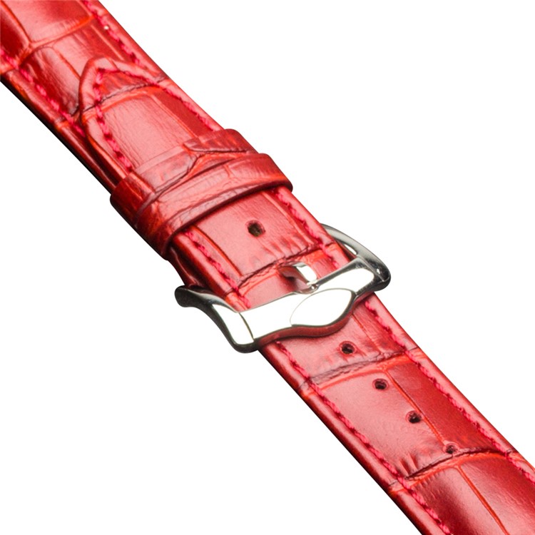 QIALINO Crocodile Texture Genuine Leather Watch Strap for Apple Watch Series 3 2 1 42mm - Red-3