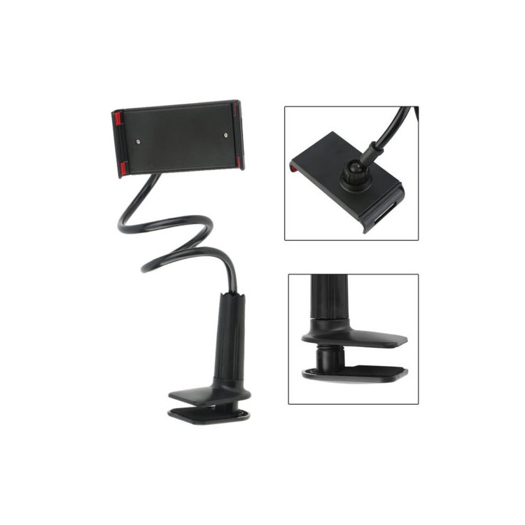 Universal Gooseneck Lazy Desktop Stand 360 Degree Rotating Mount Holder for Smartphone Tablet - Black-4