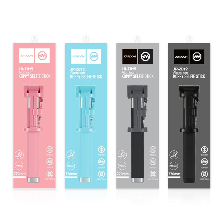 JOYROOM ZB12 Foldable Extendable Wire Control Selfie Stick for iPhone Samsung Huawei - Black-8