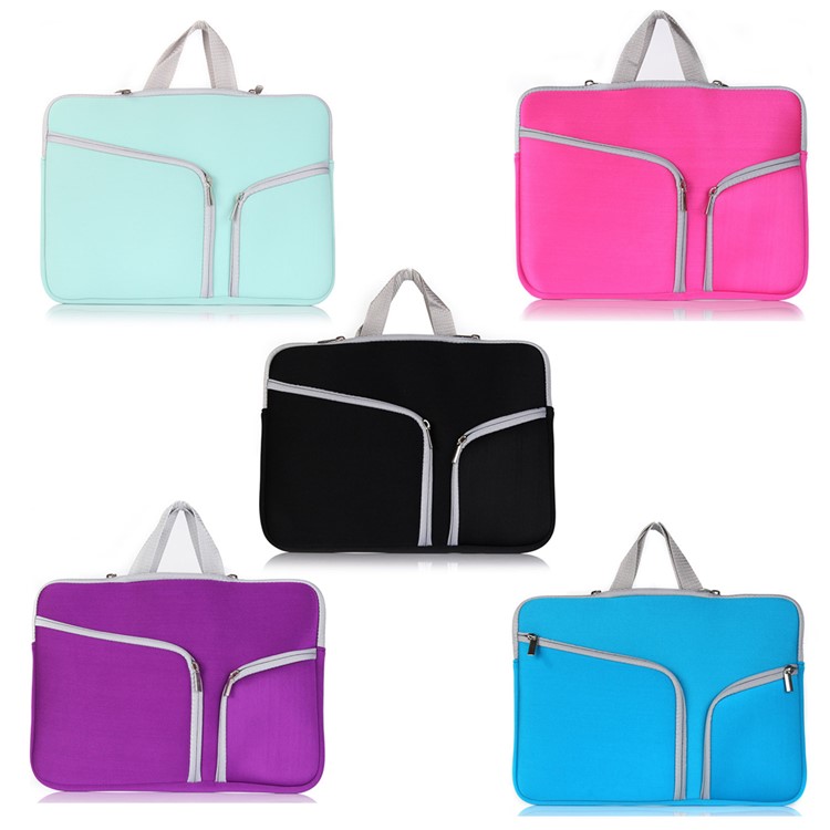 Universal Dual Zipper Pocket Sleeve Case for MacBook Pro 15.4-inch - Black-4