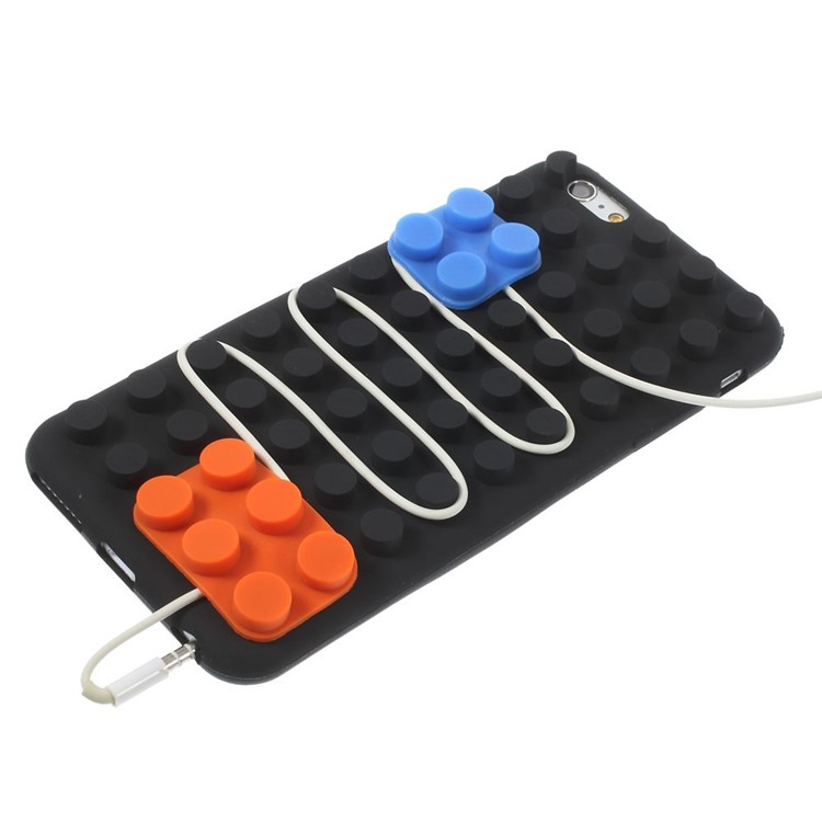 Building Block Design Protective Silicone Case for iPhone 6 / 6s - Black-3