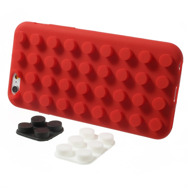 For iPhone 6 / 6s Building Block Design Silicone Cover Protector - Red-3