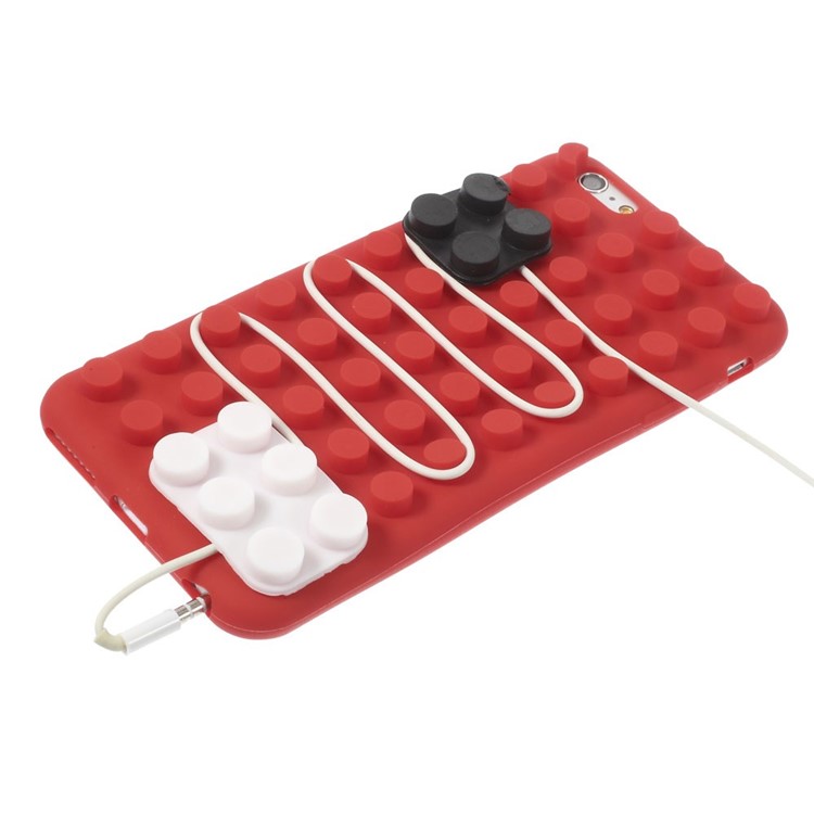 For iPhone 6 / 6s Building Block Design Silicone Cover Protector - Red-4