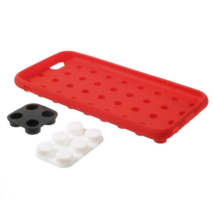 For iPhone 6 / 6s Building Block Design Silicone Cover Protector - Red-5