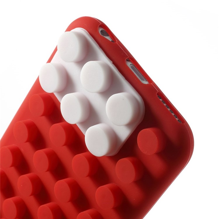 For iPhone 6 / 6s Building Block Design Silicone Cover Protector - Red-7