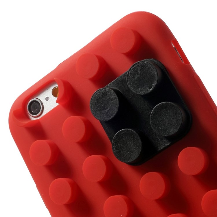For iPhone 6 / 6s Building Block Design Silicone Cover Protector - Red-8