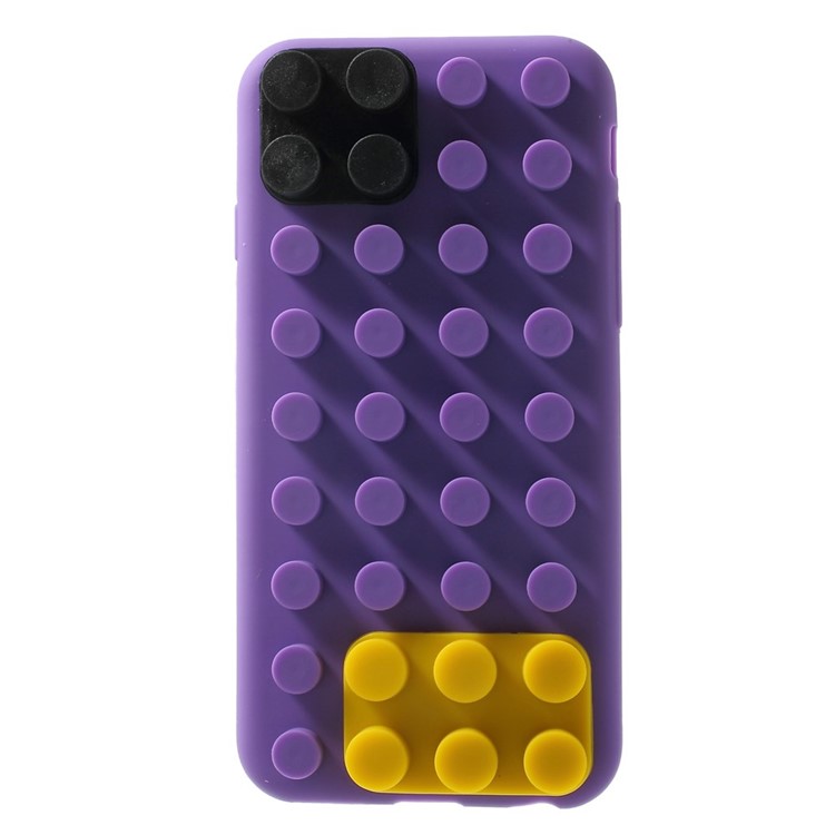 For iPhone 6 / 6s Building Block Design Silicone Shell Cover - Purple-2