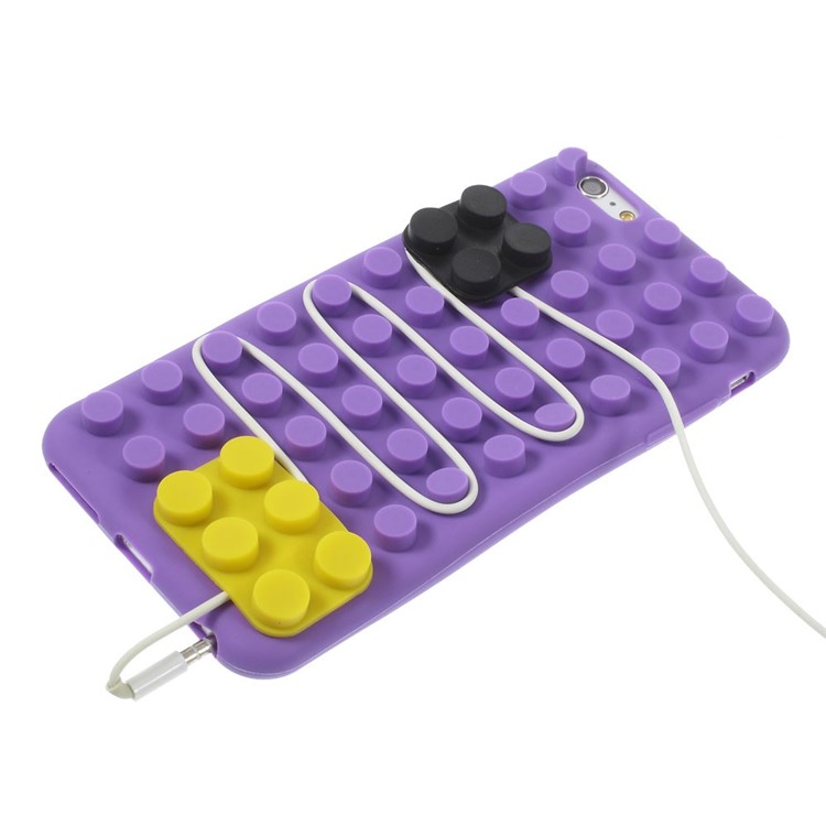 For iPhone 6 / 6s Building Block Design Silicone Shell Cover - Purple-3