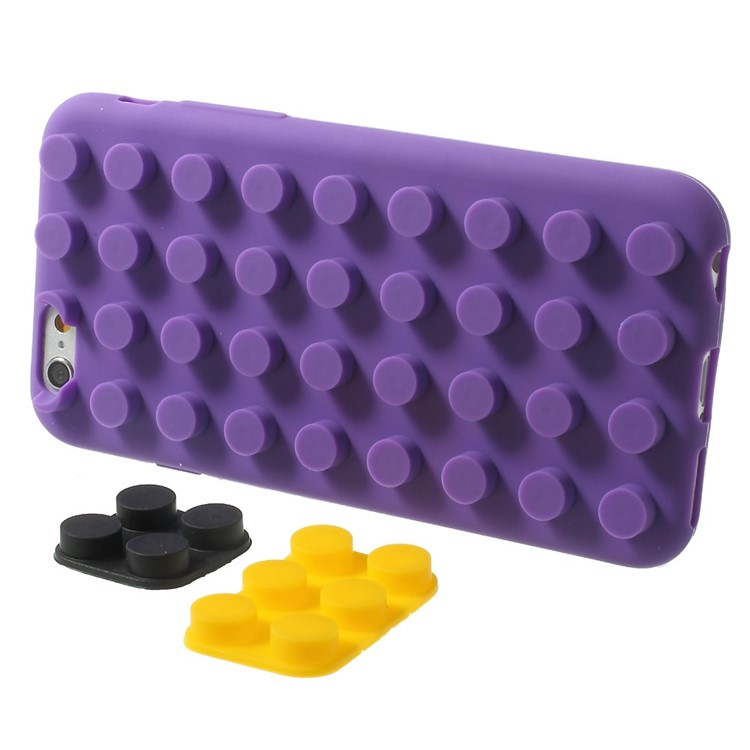 For iPhone 6 / 6s Building Block Design Silicone Shell Cover - Purple-4