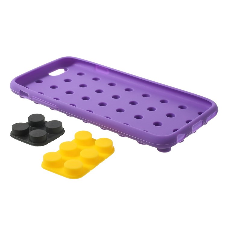 For iPhone 6 / 6s Building Block Design Silicone Shell Cover - Purple-5