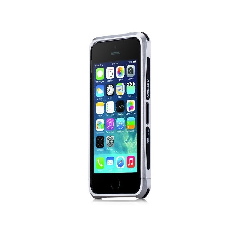 MOMAX Pro Streamlined Metal + Silicone Frame Cover for iPhone SE 5s 5 - Silver-1