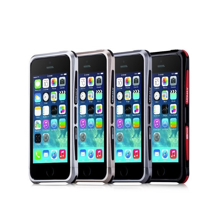 MOMAX Pro Streamlined Metal + Silicone Frame Cover for iPhone SE 5s 5 - Silver-10