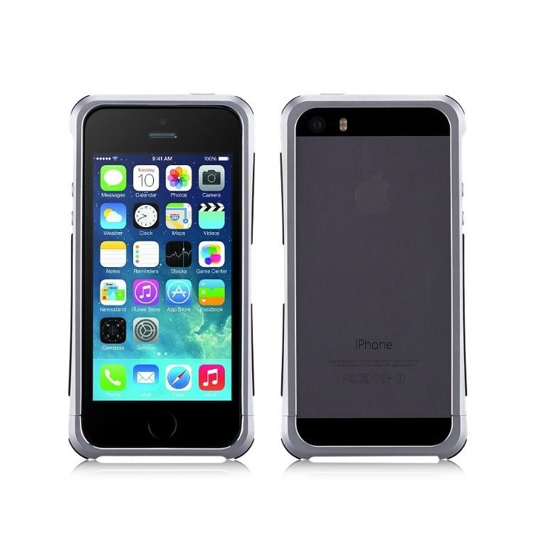 MOMAX Pro Streamlined Metal + Silicone Frame Cover for iPhone SE 5s 5 - Silver-2