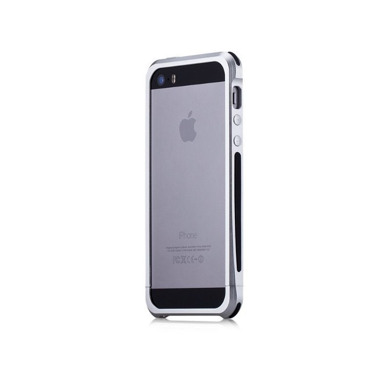 MOMAX Pro Streamlined Metal + Silicone Frame Cover for iPhone SE 5s 5 - Silver-3