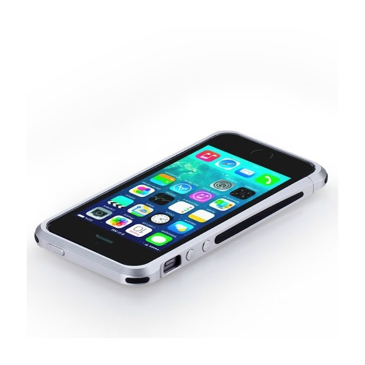 MOMAX Pro Streamlined Metal + Silicone Frame Cover for iPhone SE 5s 5 - Silver-5